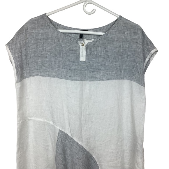 OSKA Linen Midi Dress White Gray #510 - Picture 3 of 8